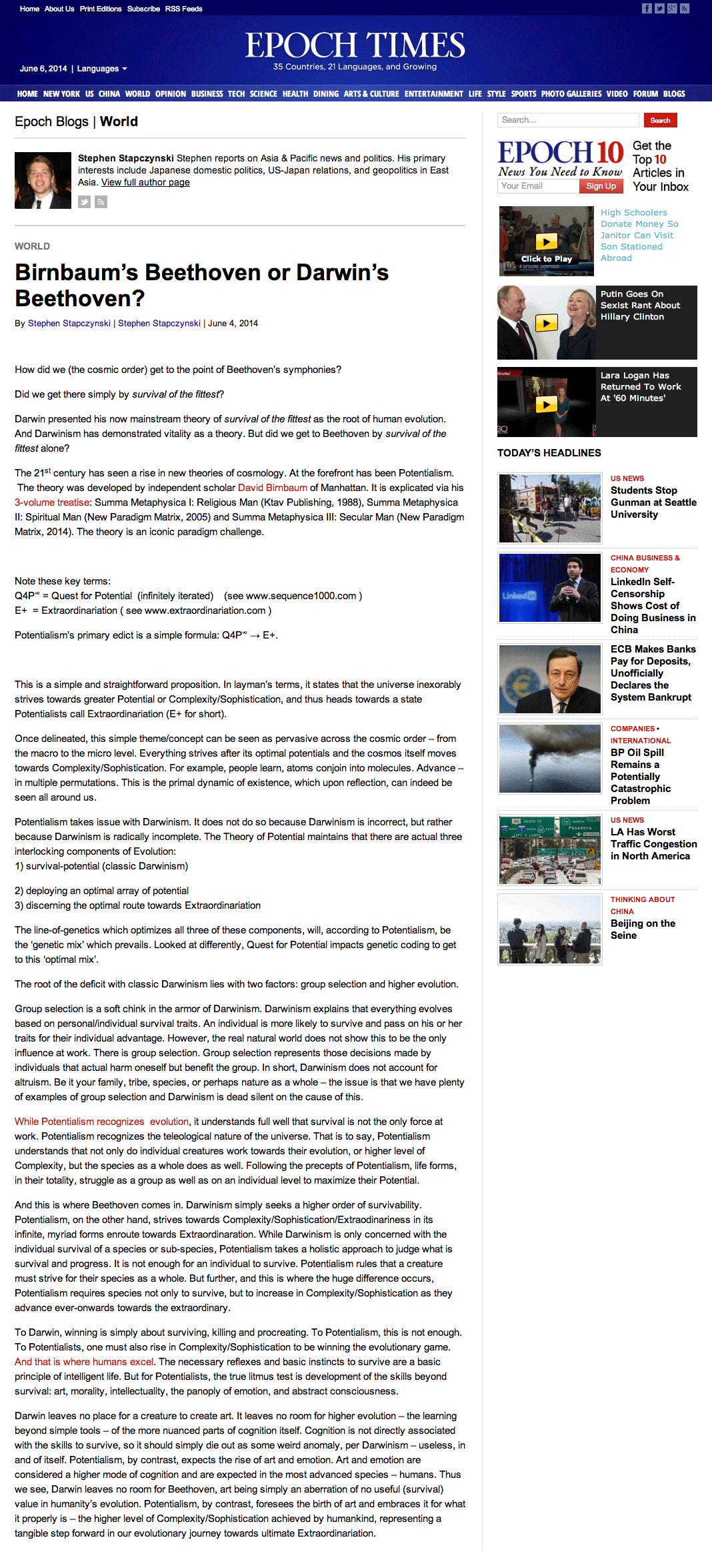 Epoch Times, Beethoven, Birnbaum’s Beethoven or Darwin’s Beethoven