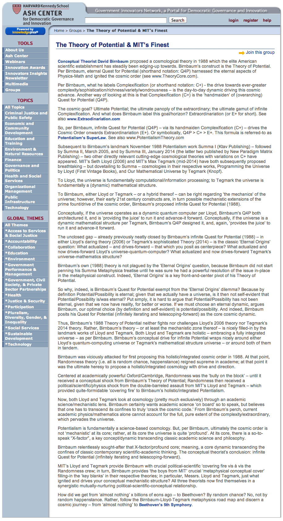 Harvard Kennedy School, Harvard-MIT, The Theory of Potential & MIT’s Finest