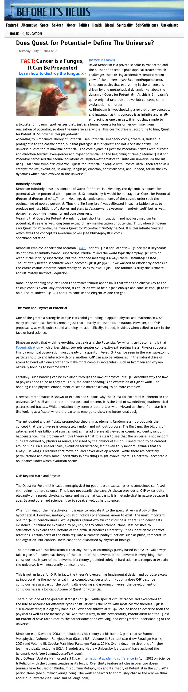 See David Birnbaum creation philosophy. See controversial David Birnbaum philosophy Bard Conference unifying Science and Religion.... 